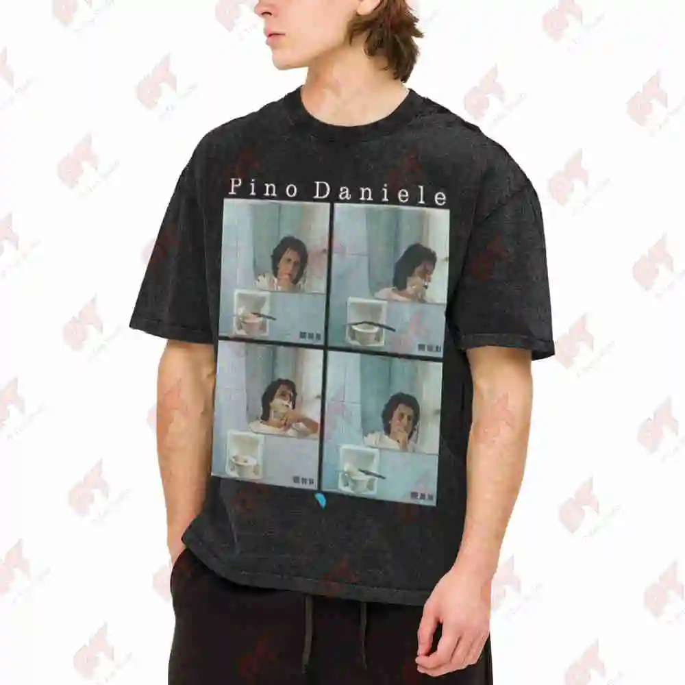 Pino Daniele Album Artwork Vintage Washed Tee Pure Cotton T-Shirt