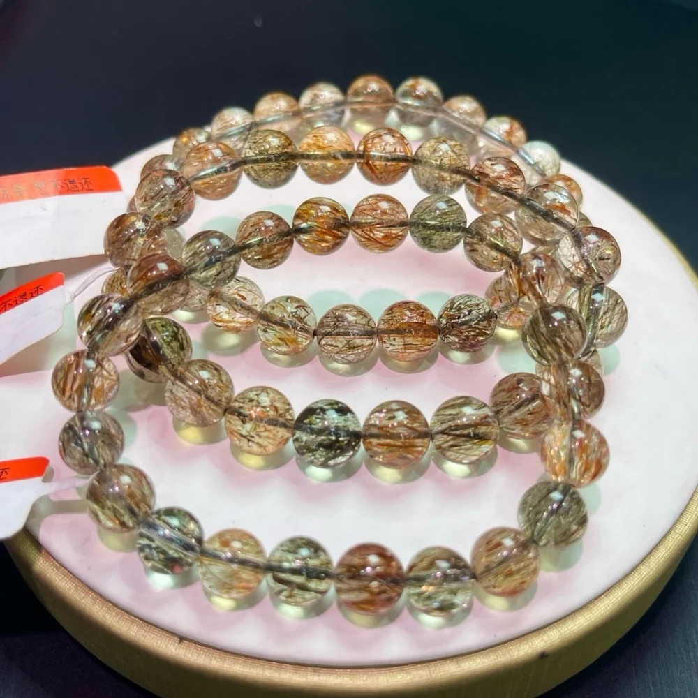 

Natural Black Golden Super Seven Bead Bracelet Healing Crystal Charm Bracelets for Women Energy Jewelry Gift 1PCS