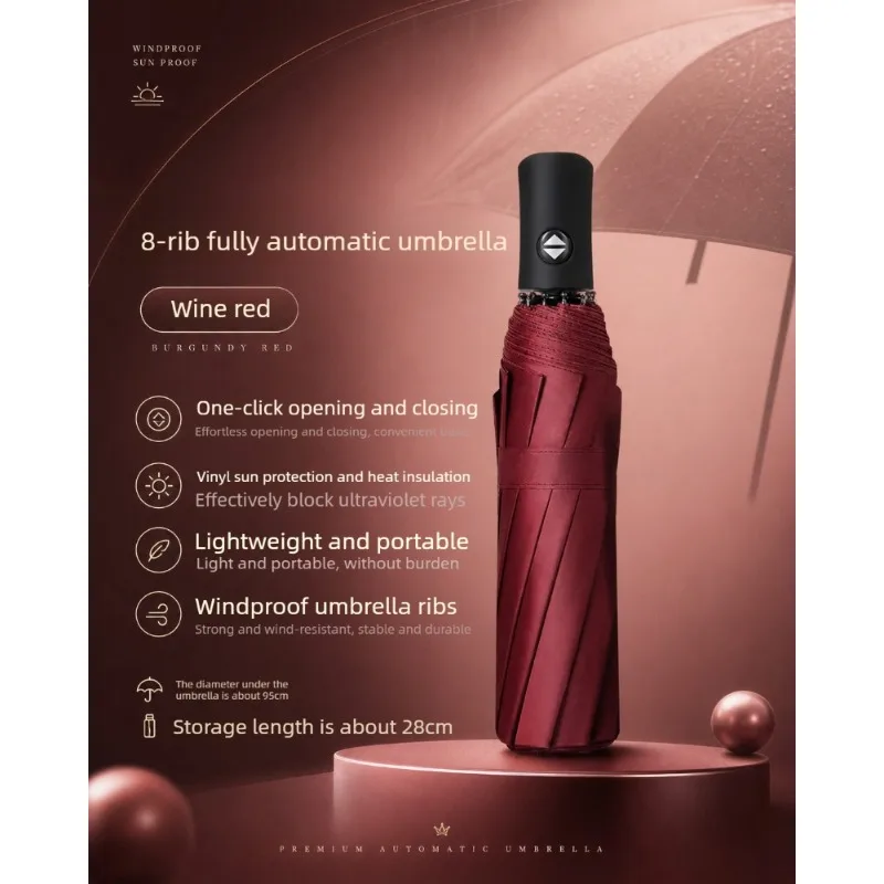 Semi - automatic Fully Automatic Thickened Enlarged Folding Umbrella for Women Sunshade Rainproof Sunscreen