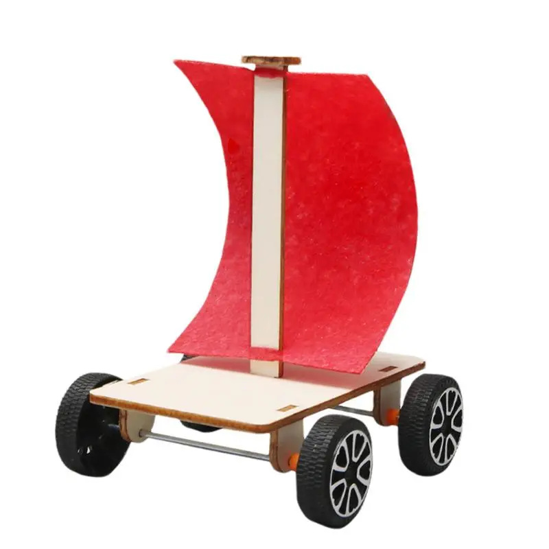 Wind Power Trolley Sailing Car Wooden Mechanical Science Physics Experiment Set Technology Education Handmade Maker Materials