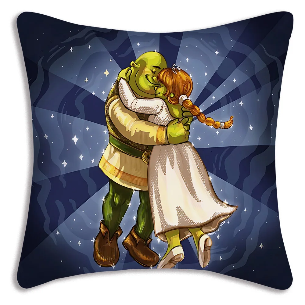 Fantasy movie funny Shrek Pillow Covers Cartoon Sofa Decorative Home Double-sided Printing Short Plush Cute Cushion Cover