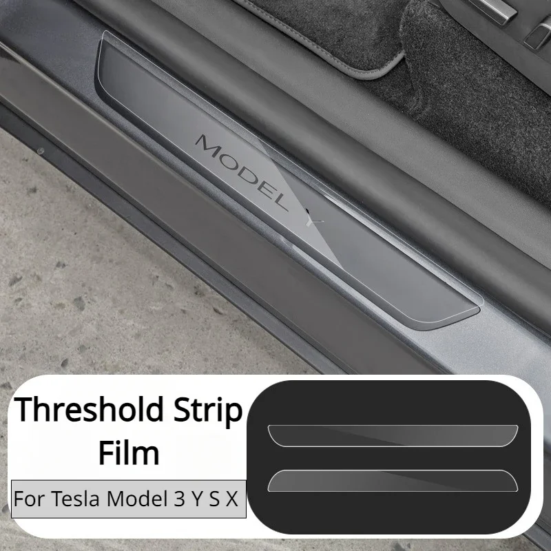 Tesla modeli 3 Y S X için TPU eşik şerit filmi şeffaf karşılama pedalı filmi Anti Scratch koruyucu Modely araba aksesuarları