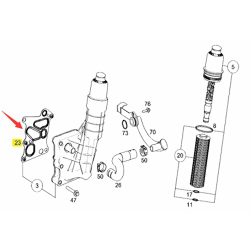 3X 2711840380 For Mercedes M271 W204 C180 C200 E200 SLK Oil Filter Housing Gasket / Radiator Oil Cooler Gasket Kits