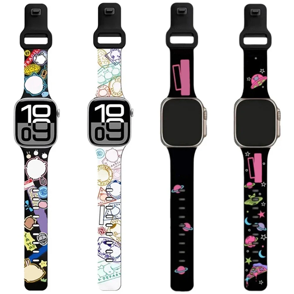 

Cartoon Air Travel Silicone Watchband for Apple Watch All Series Ultra SE 38 40 41 42 44 45 49mm iWatch Watch Strap