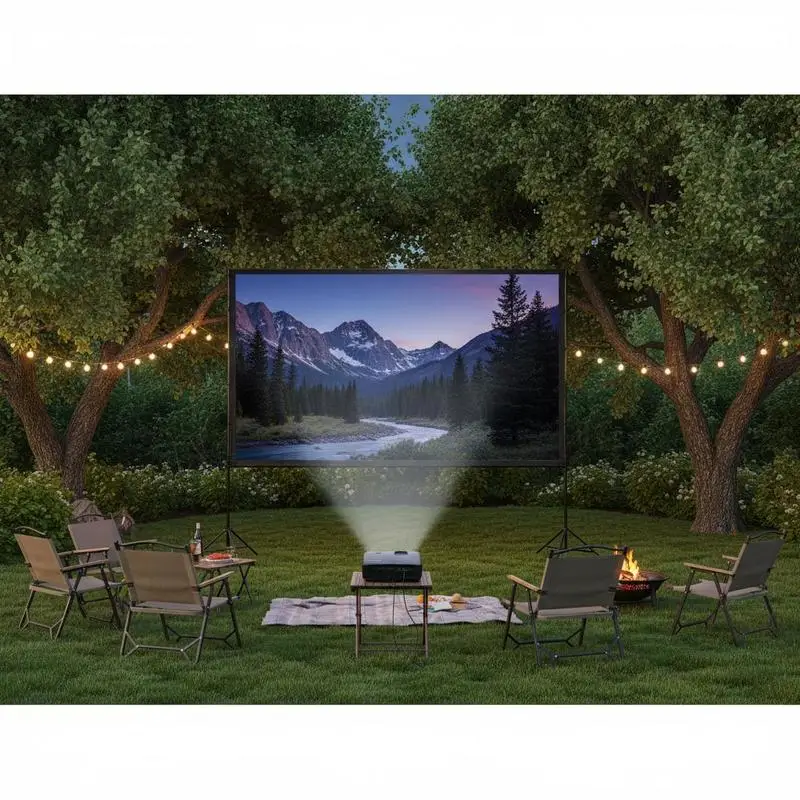 

Free Shipping-Projection Display Curtain 120 inch 16:9 for Home Theater Backyard Movie Night Indoor Cinema, 4K 1080P HD Wrinkle-Free Surface Tripod Support Carrying Case Included White Fabric Foldable Design
