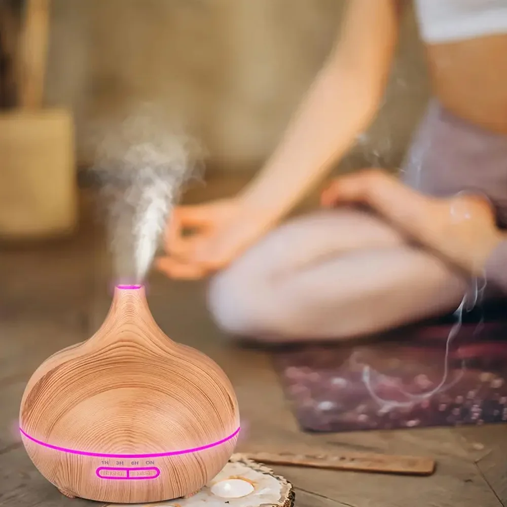 

Smart 550ml Essential Oil Diffuser Ultrasonic Wood Grain Design Humidifier With Timer, Waterless Protection for Safe Aromatherap