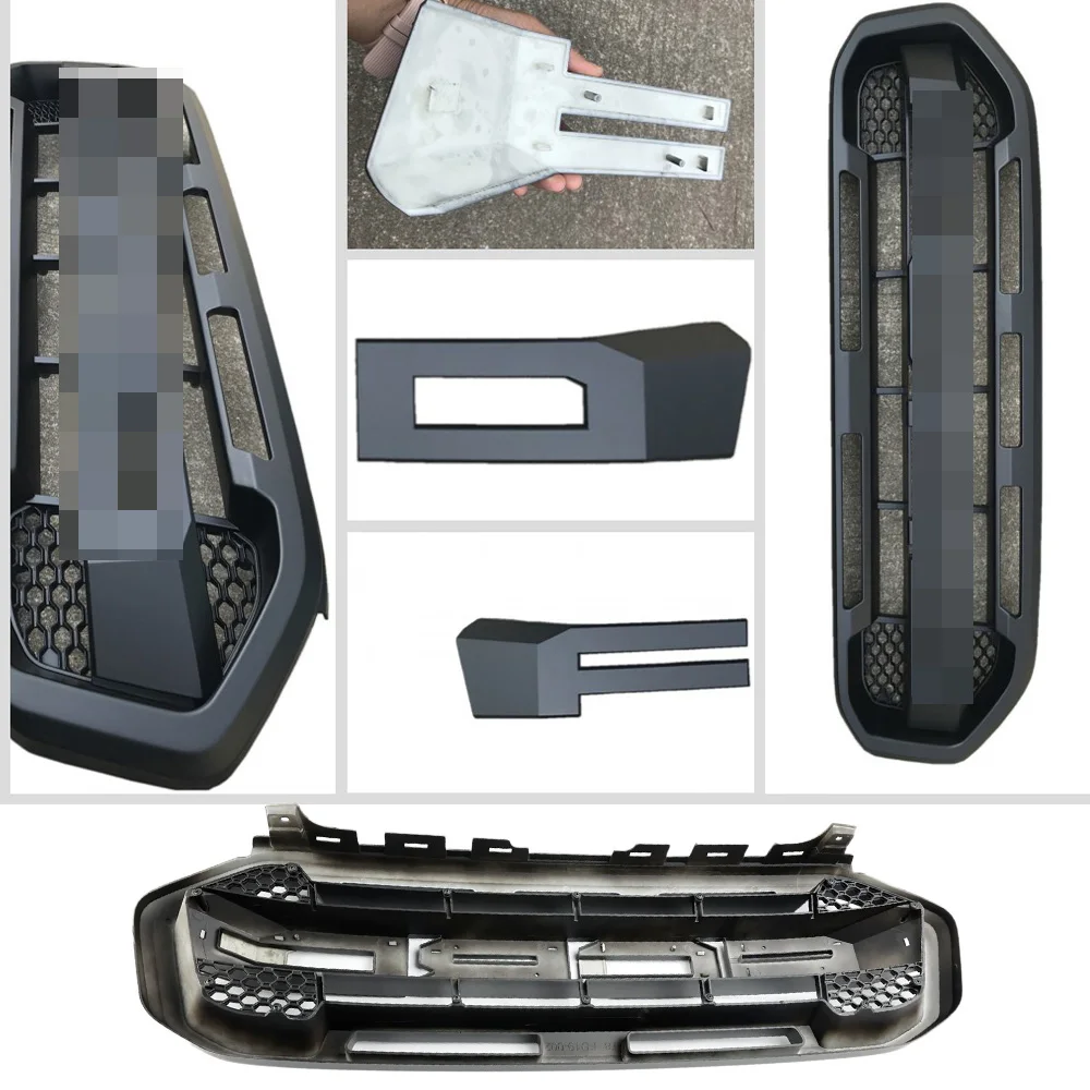 For Ford Ranger T8 XLT 2018 2019 Black Raptor Style Front Bumper Grille Car Racing Grill Front Bumper Cover Trims Cover