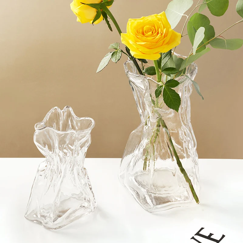 

Wedding White Interior Flower Vase Glass Florarium Mold Bud Fishbowl Vase Plant Pot Luxury Maceteros Decoration Home YX50VS