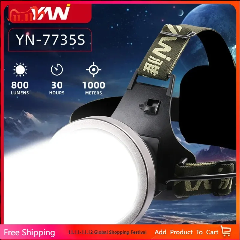

YN-7735S Upgrade Headlamp 7800mAh LED Fishing Headlight With Motion Sensor Super Bright Rechargeable Head Lights Torch Lantern