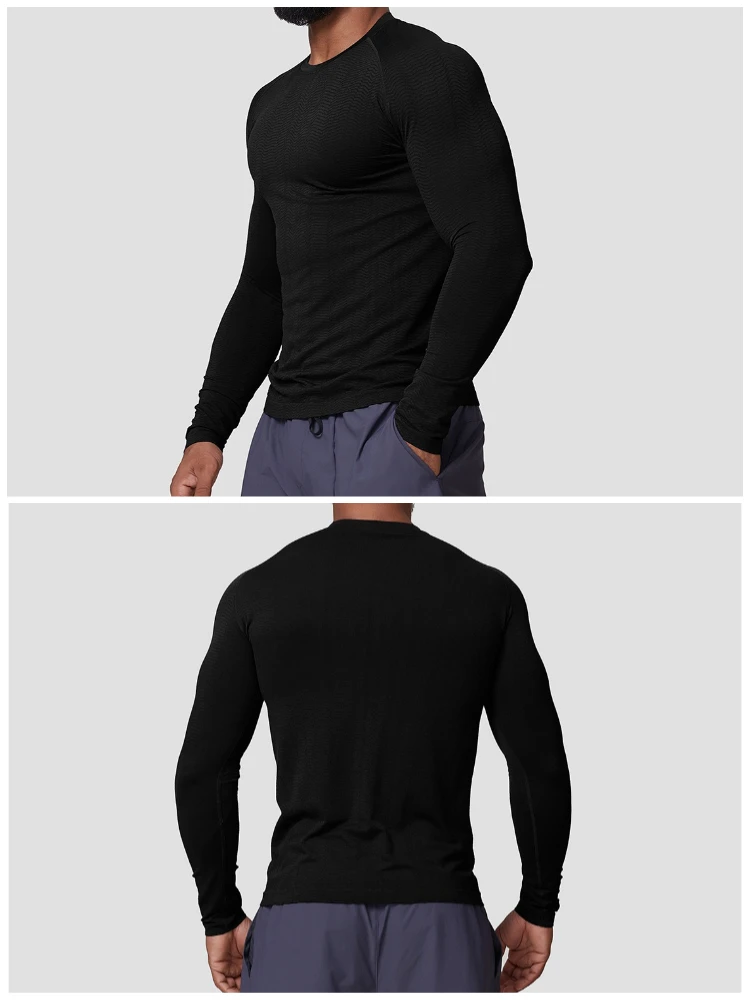 Langarm-Shirts für Herren Schnelltrocknend Feuchtigkeitsableitend UV-Sonnenschutz T-Shirts für Angeln Workout Athletik Fitness Oberteile – Detail 9