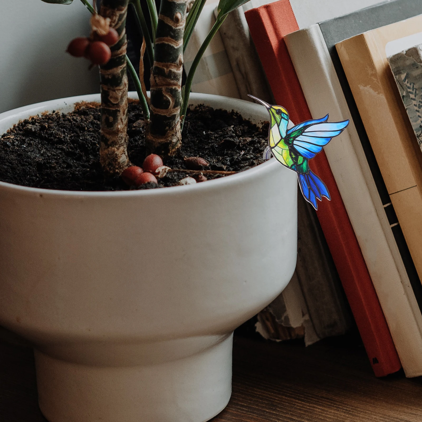 

2pcs Acrylic Bird Flower Pot Decor Creative Home Decoration Lightweight Garden Stake For Outdoor Patio Lawn Yard Pathway Plant