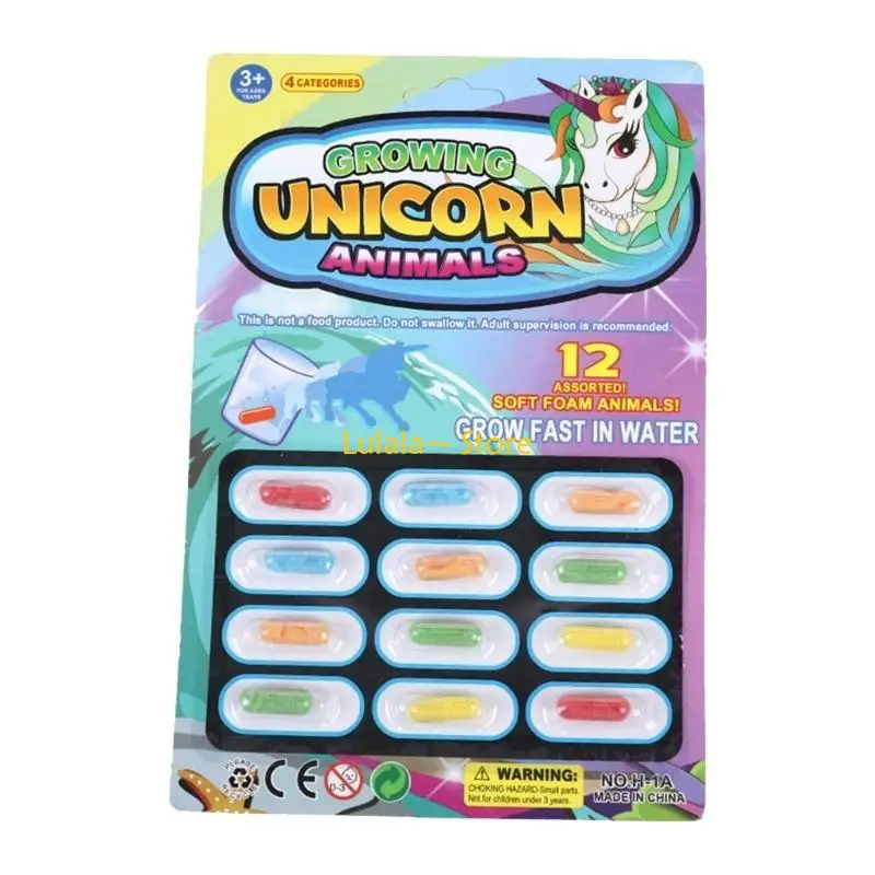 Y4QA 12 stuks Watergroeiende dino tabletten Educatief en leuk speelgoeddierthema Mini 12 Tabletten Stel elke magie in groei