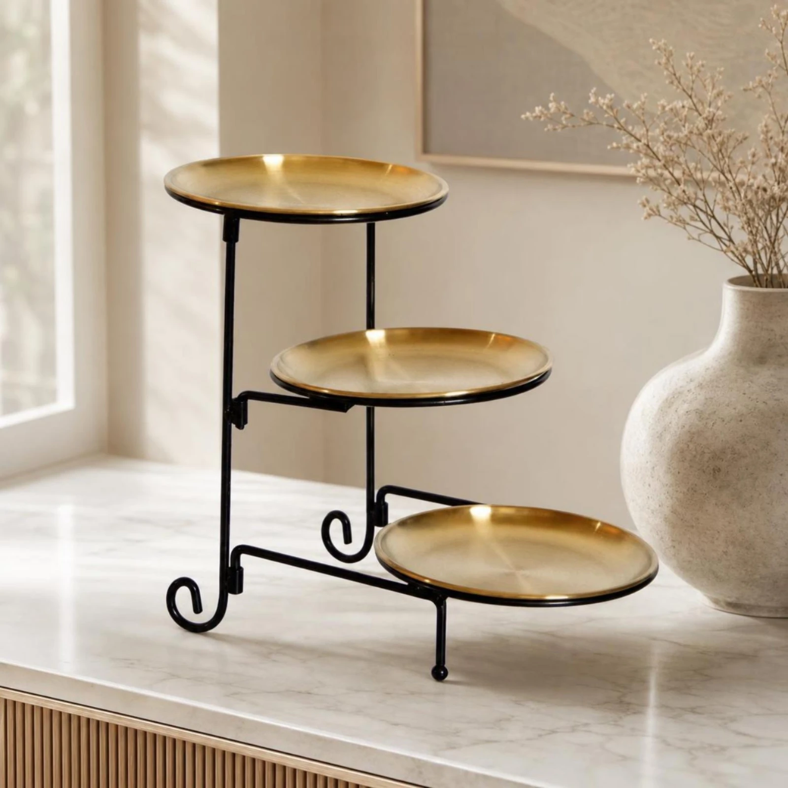 3-Tier Dessert Stand Space-Saving Tiered Dessert Stand Serving Tray Compact Decorative for Party Hosts, Parties, Afternoon Tea