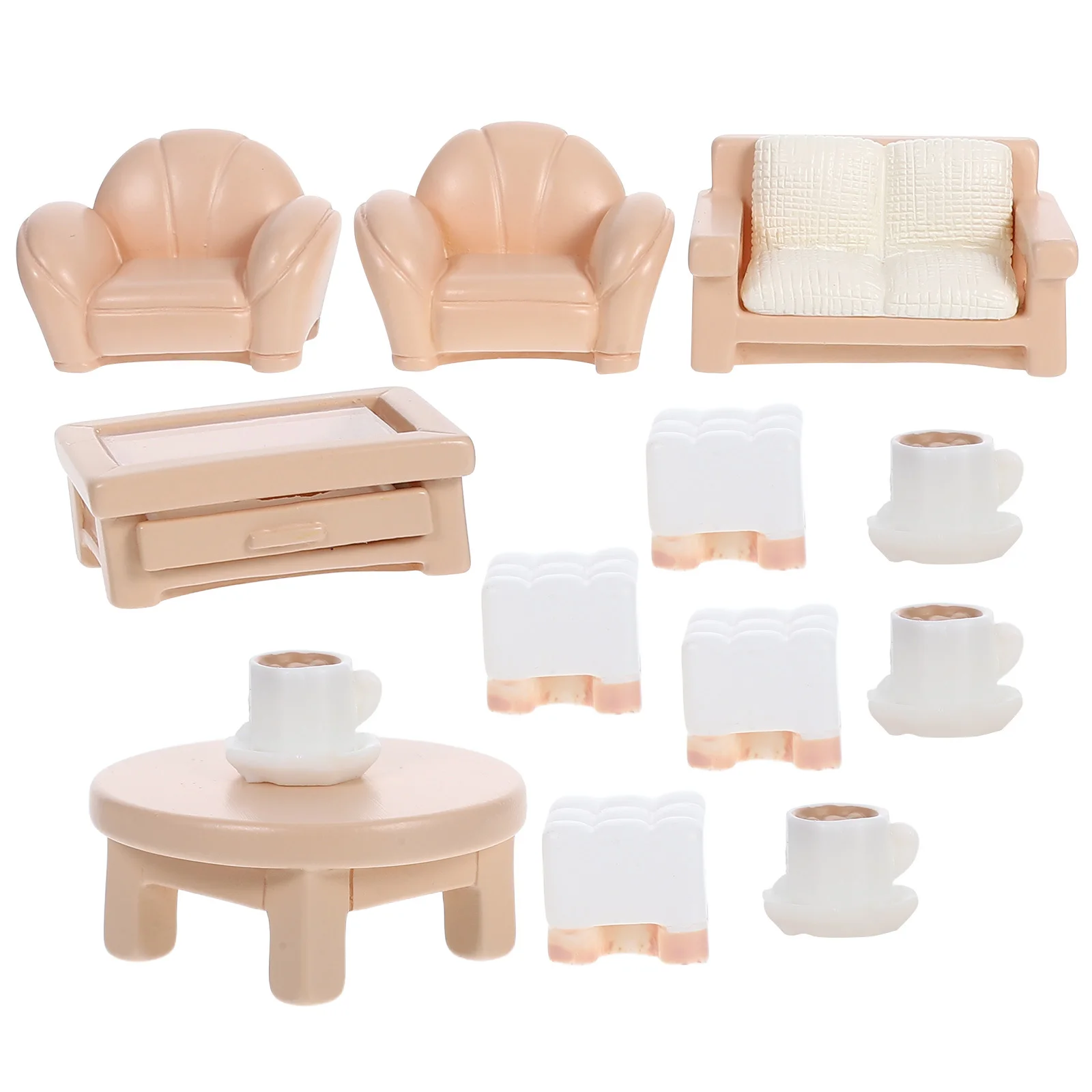 مجموعة أثاث بيت الدمى الصغيرة مكونة من 13 قطعة من البلاستيك الواقعي لتزيين غرفة المعيشة وغرفة النوم للأطفال، منزل مصغر للعب الأدوار #3
