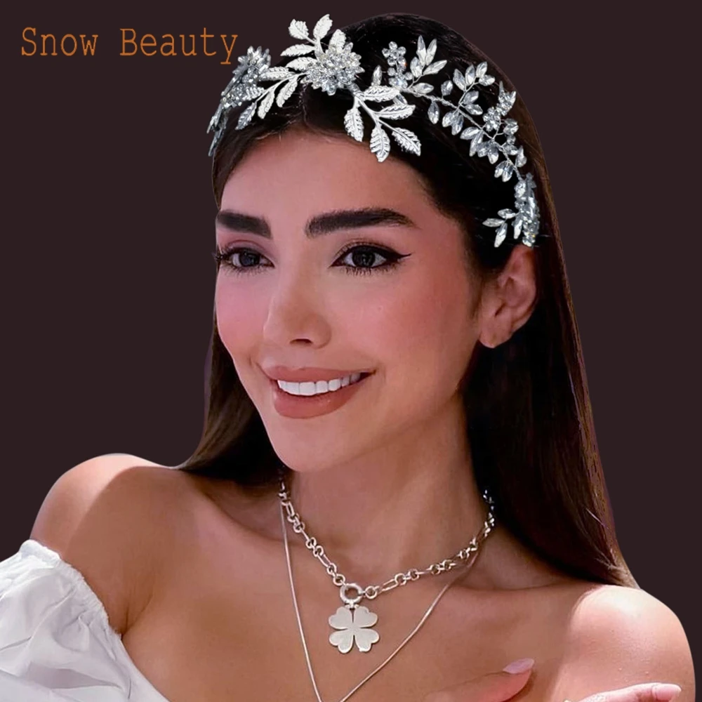 

A513 Luxury Flower Hairband Bridal Tiaras Baroque Crown Rhinestone Headband Crystal Pageant Diadem Wedding Hair Accessories