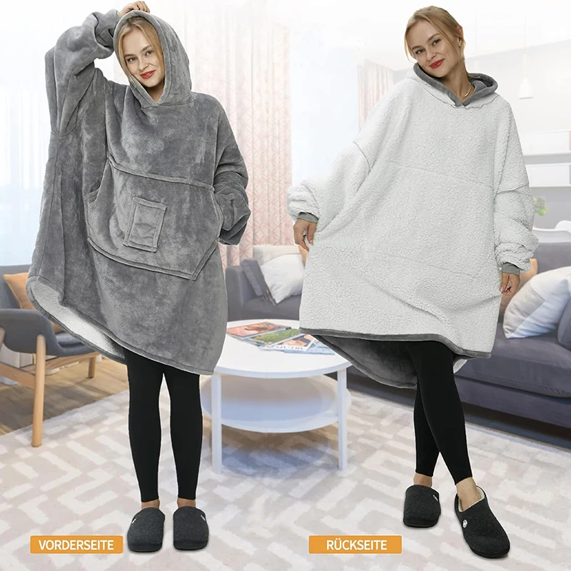 Hoodie Wearable Blanket For Women Men, Oversized Blanket For Adults With Big Pocket dropshipping for hot selling items