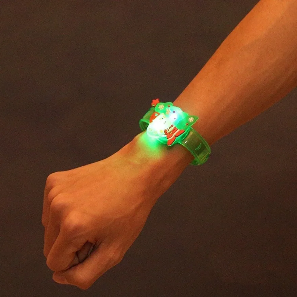 3PCS Party Favors Plastic LED Light Up Bracelets Adjustable Cartoon Glowing Wristbands Glowing Effect Childrens Carnival Event
