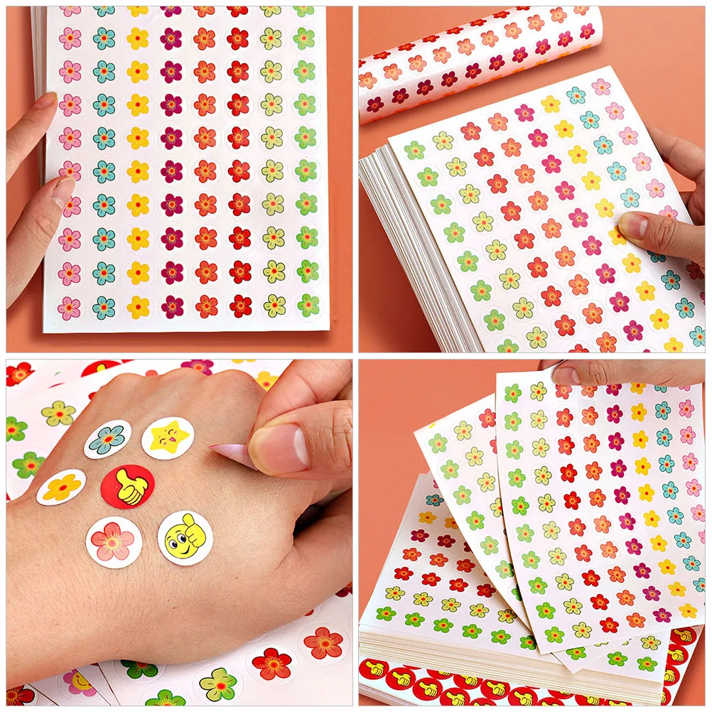 50 arkuszy małych naklejek z kwiatami Kolorowe etykiety nagrody dla dzieci Urocze akcesoria dla nauczycieli Papierowy materiał Wielofunkcyjny