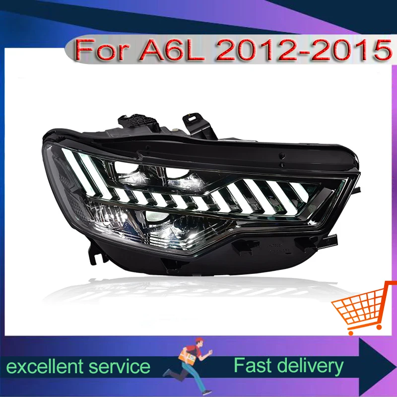 

Auto Headlight For Audi 2012-2015 A6L All LED Refit Upgrade Front Lamp Dynamic Turn Signal Light A Touch Of Blue DRL Assembly