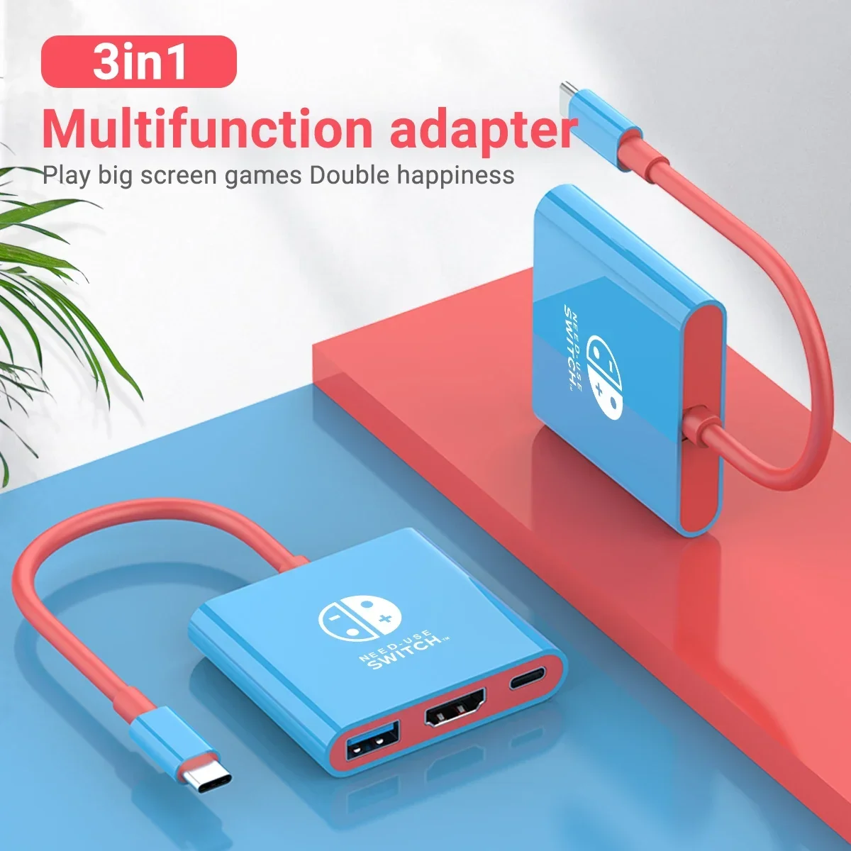 USB C to HDMI Cable Adapter 3-in-1 Type-C Hub Thunderbolt 3 to HDMI 4K Output 100W PD Port for Nintendo Switch MacBook Pro