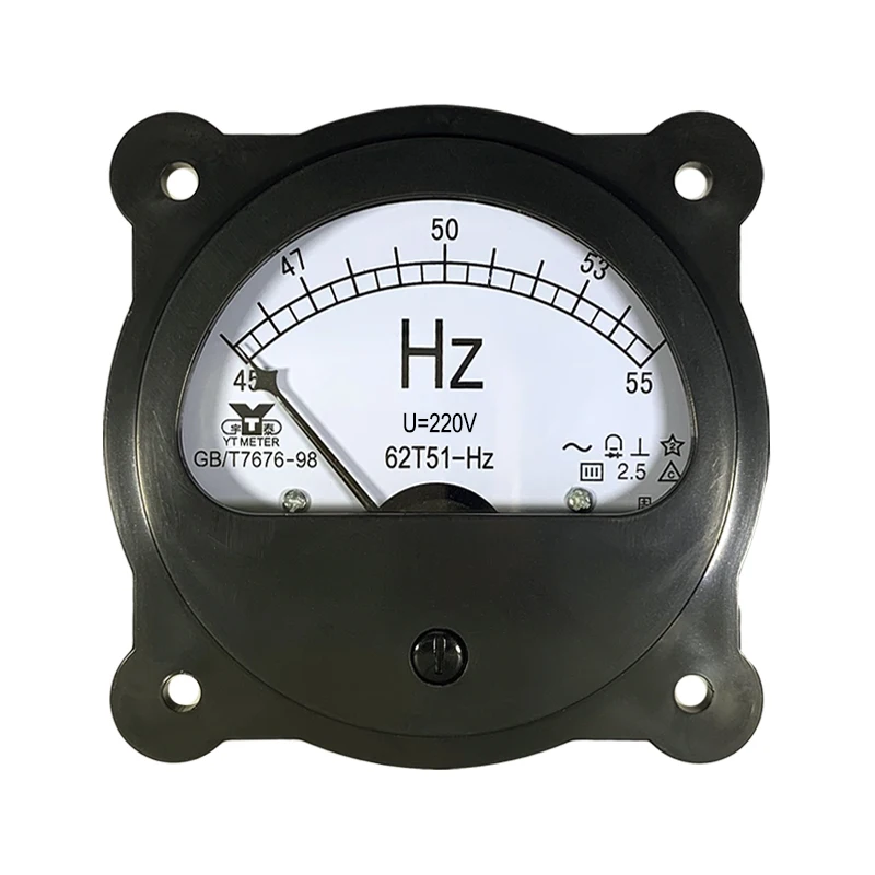 62T51 AC voltmeter frequency meter 250V 300V 450V 500V 600VZ 45-55HZ 380V 220V black circular hertz meter pointer type marine