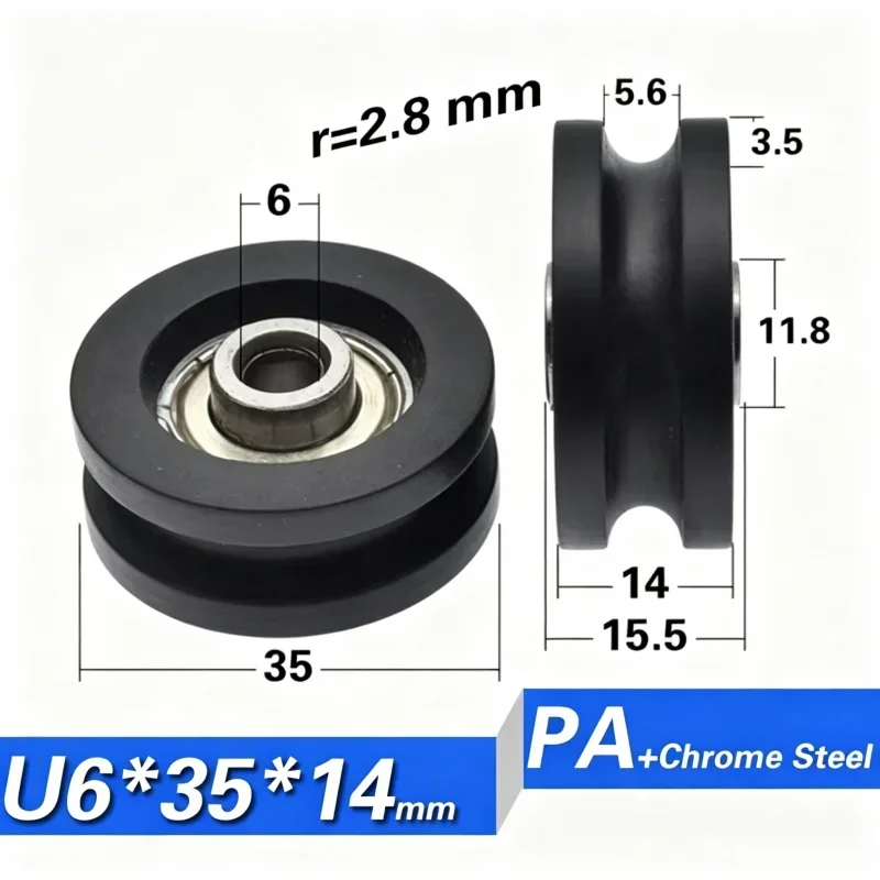 20 Stück U-Nut POM-Rollenrad 608 Nicht-Standard-Kugellager mit höherem Innenring 20-45mm Schiebefenster-Türrolle – Detail 12