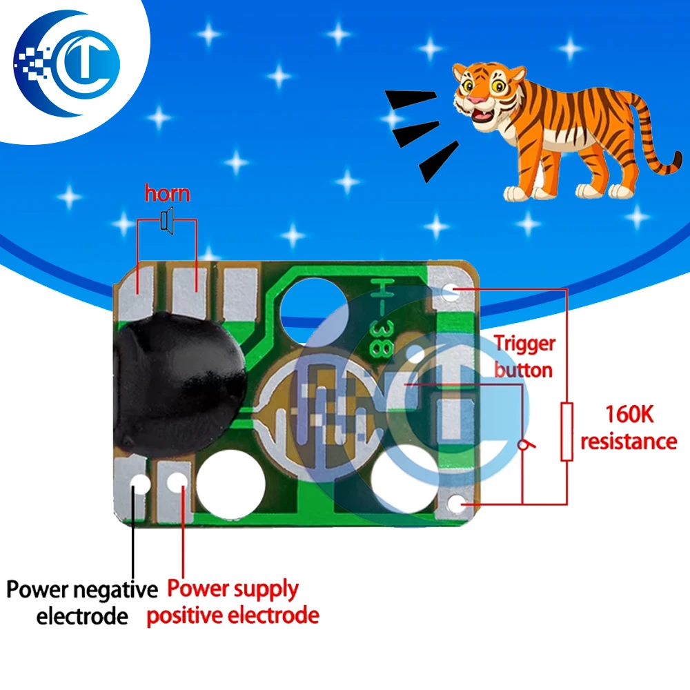1PC 3V‑4.5V 3‑Tone Tiger Sound IC Module, Soldering Practice Kit for Electronic Training