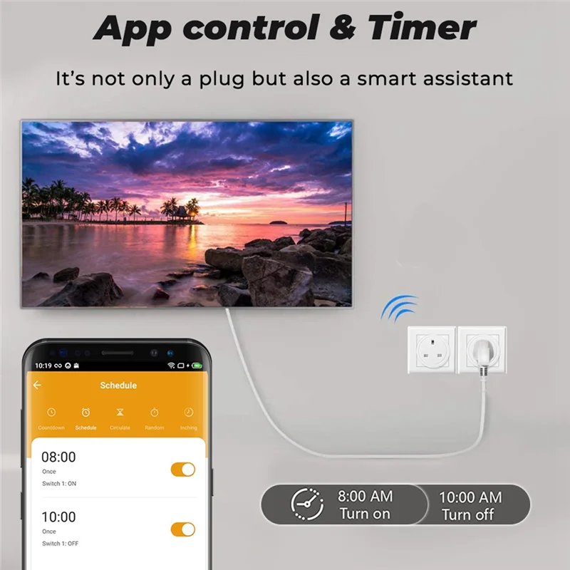 20A Tuya Smart Wifi Plug UK Control Socket Outlet with Energy Monitering Timer Function for Alexa Google UK Plug