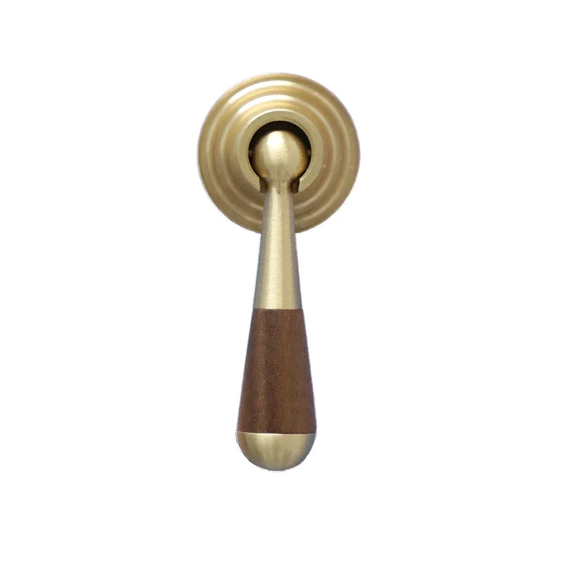 

New Chinese Solid Brass+Wood Handle Light Luxury Wardrobe Drawer Door Knobs and Handles Modern Simple Pure Copper