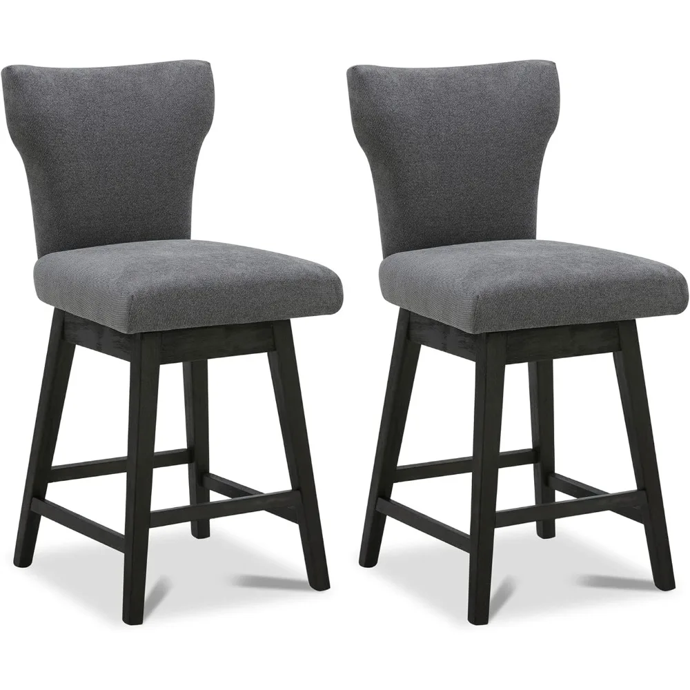 

Watson & Whitely 360° Swivel Barstools Set of 2 for Kitchen Island, Easy to Clean Fabric Upholstered Counter Height Bar Stool