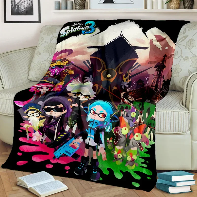 3D Games Splatoon,PC Gamer Cartoon Blanket,Soft Throw Blanket for Home Bedroom Bed Sofa Picnic Travel Office Cover Blanket Kids