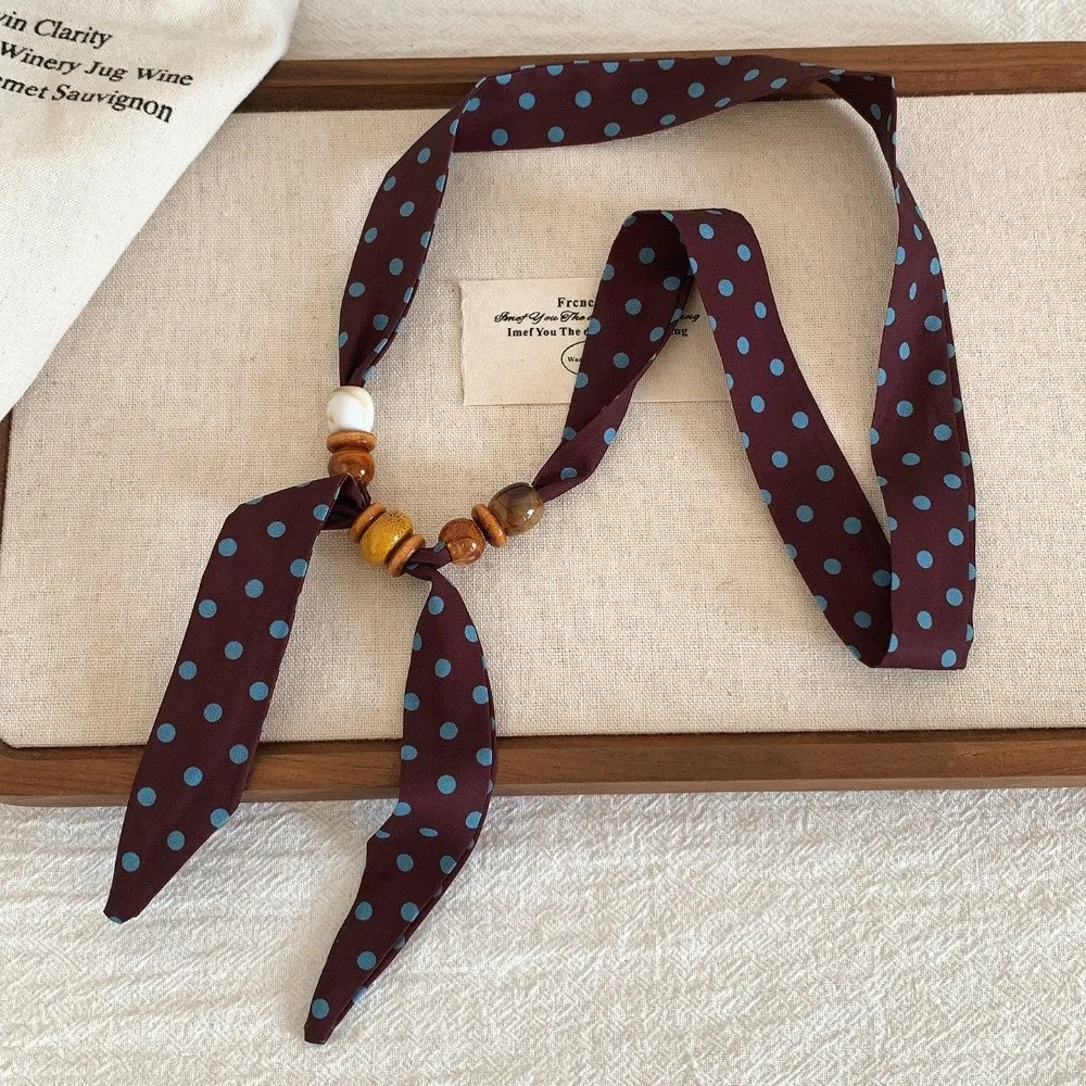 

Elegant Beaded Design Scarf Print Pattern Vintage Accessory Beaded Scarf Leopard Print Versatile Daily Sweater Chain Women