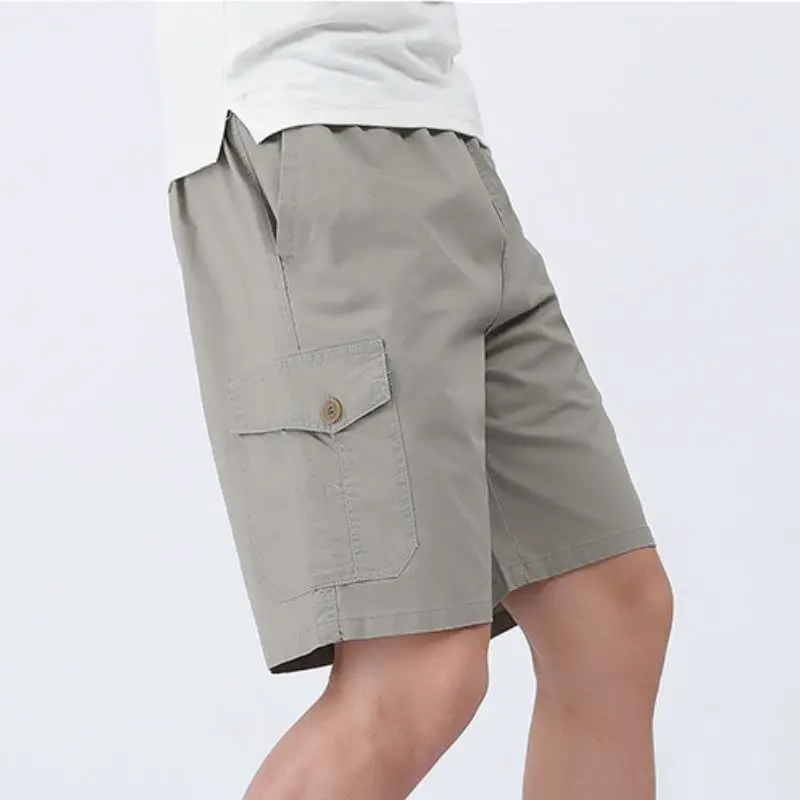 

Мужские короткие брюки с карманами, бермуды, однотонные мужские хлопковые шорты-карго в стиле Харадзюку, свободные японские уличные стильные джерты, уличная одежда Y2k
