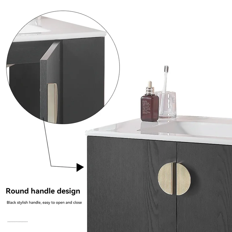 

30" Bathroom Vanity with Sink, Two Doors Cabinet, Side Right Open Storage Shelf, Solid Wood Construction, Modern Design