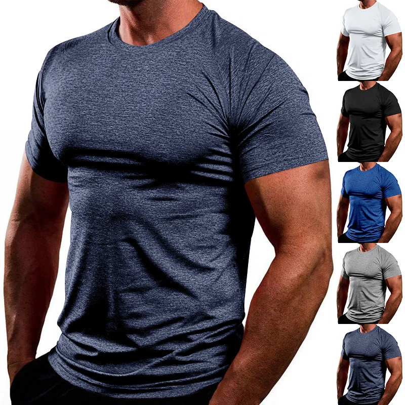 Men's Quick Drying Breathable T-Shirt, Fitness Clothing, Tight Top, Sports Top, Running, Training, Monochromatic, New, 2022