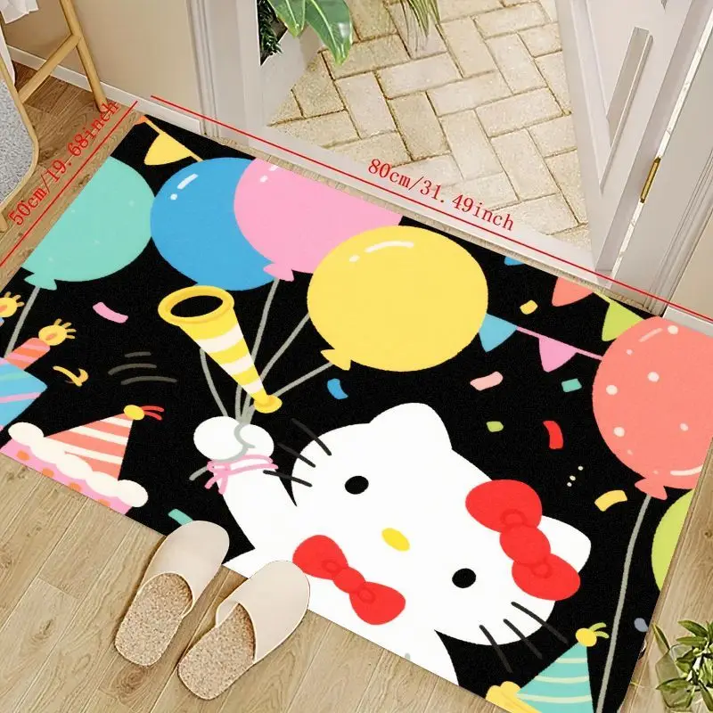 

1 шт. напольный коврик Hello Kitty для празднования дня рождения, 50x80 см (19,68x31,49 дюйма), милый коврик Kawaii с героями мультфильмов аниме для детской спальни Liv