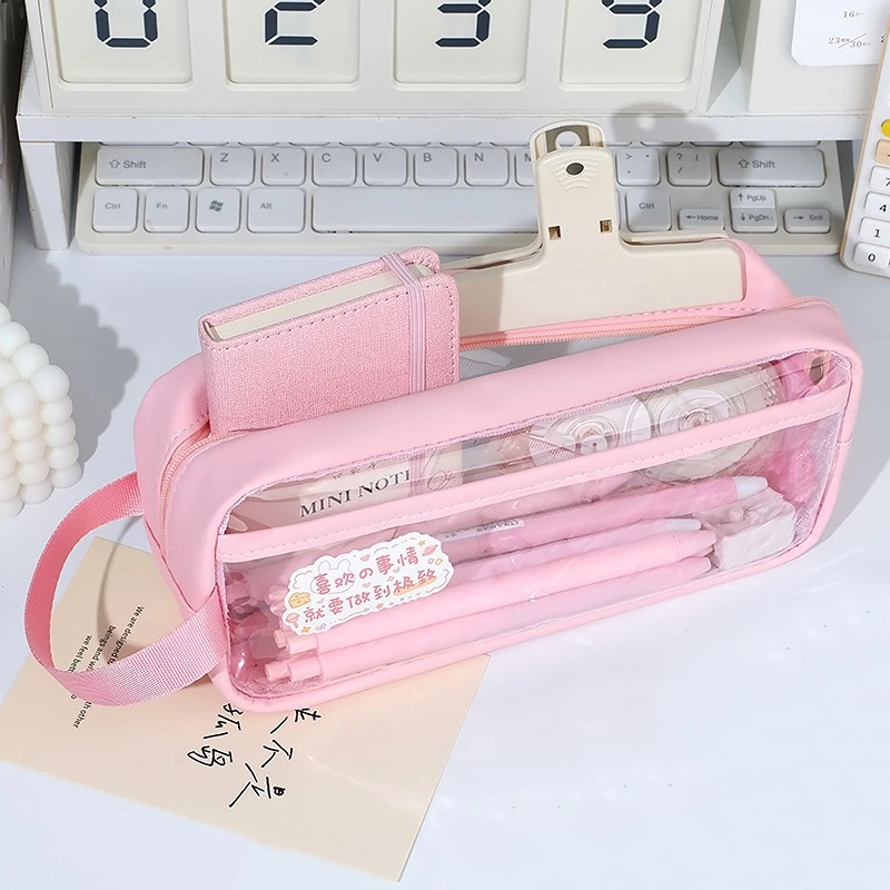 Transparent Compartment Pencil Case Large Capacity Pencil Cases Stationery Holder Kawaii Aesthetic Pencil Pouch School Supplies