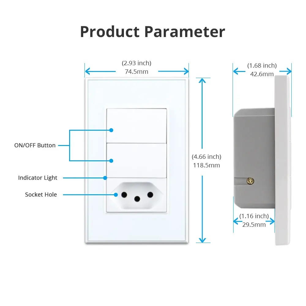 Zemismart Tuya Zigbee 10A presa brasile con interruttore luce Alexa Google Home Siri Control 20A prese brasile a parete tramite Hub ZMHK-01