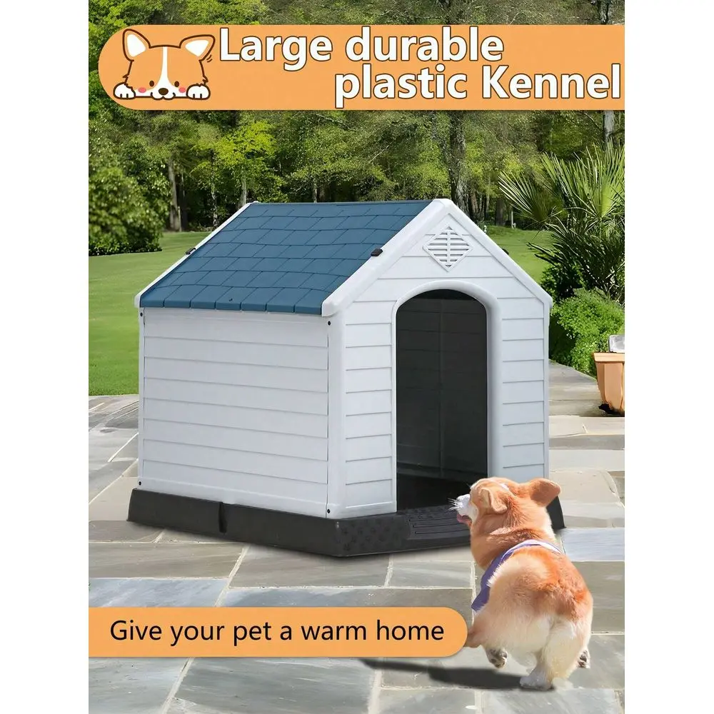 

Large Pet House 28 Inches Dog House Outdoor Dog Kennel Waterproof Dog House Insulated Pet House Durable Plastic Puppy Shelter K