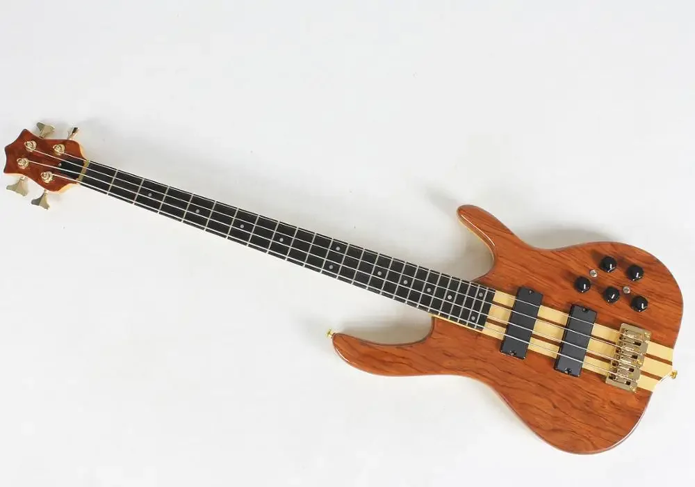 high quality custom OEM made in china  neck thru through body 4 four string ebana electric bass guitar