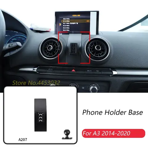 Audi A3 8V 2014-2020 용 자동차 전화 홀더베이스 고정 공기 배출구 브래킷베이스 액세서리 직경 17mm