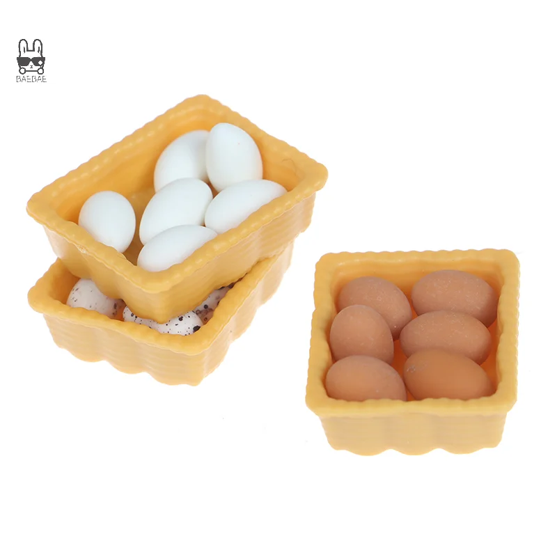 Mini uovo in miniatura per casa delle bambole 1:12 con vassoio Accessori da cucina Giocattoli modello
