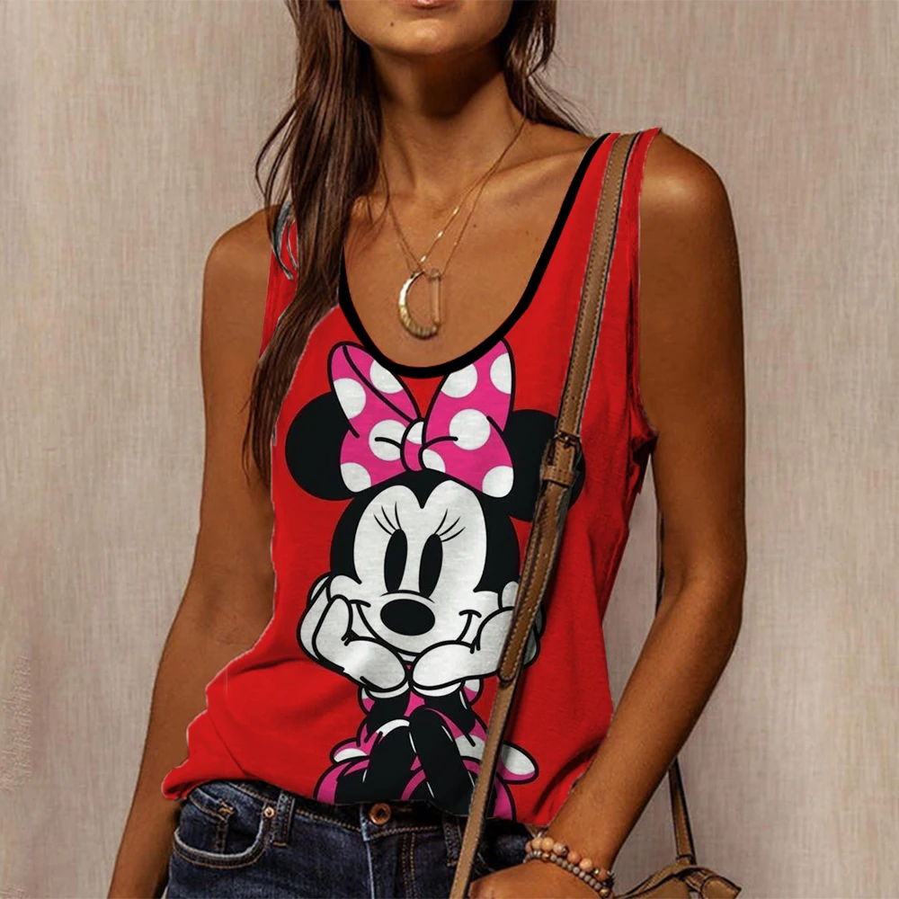 Hiphop Y 2K Disney Mickey Mouse Tank Top Leuk T-Shirt Dames Tanktop Stitch T-Shirt Patroon T-Shirt Street Kleding T-Shirt Wom