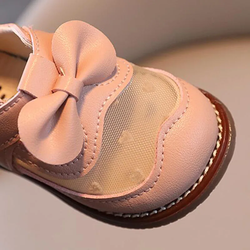 Baby Girl Shoes Cute Bow Love Net Yarn Breathable First Walkers Soft Bottom Toddler Shoes Kids Girls Leather Shoes