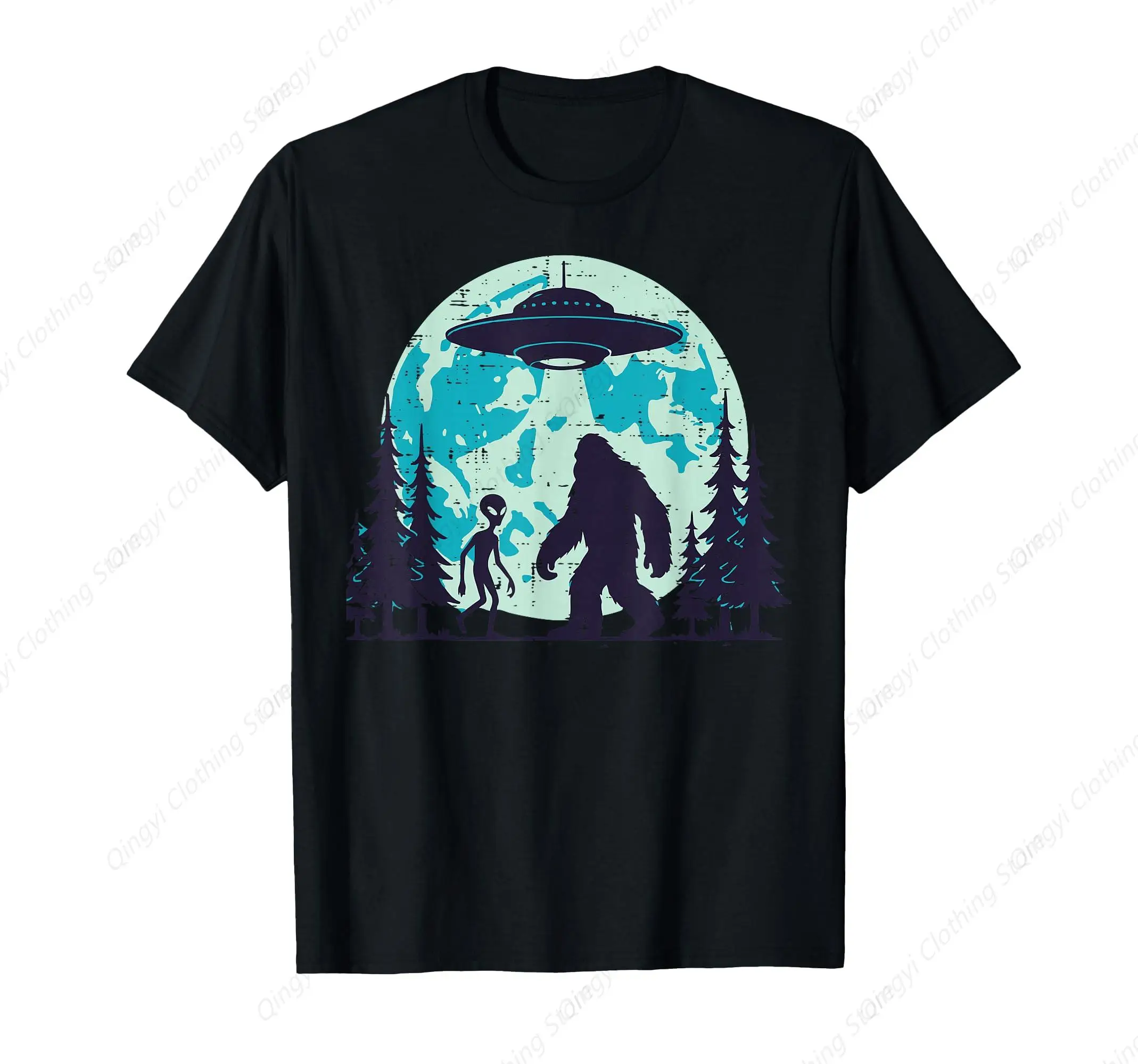 

Bigfoot Alien Ufo Abduction Funny Sasquatch Men Women T-Shirt