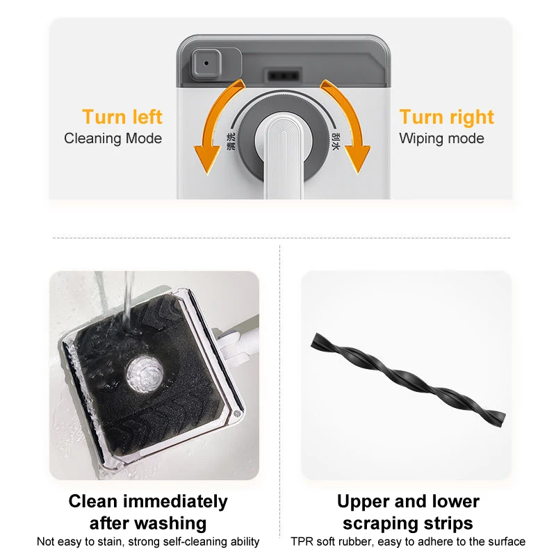 

130CM High-Rise Window Cleaning Brush - Double-Sided Glass Wiper with 1/2 Cleaning Sponge for Household Window Glass