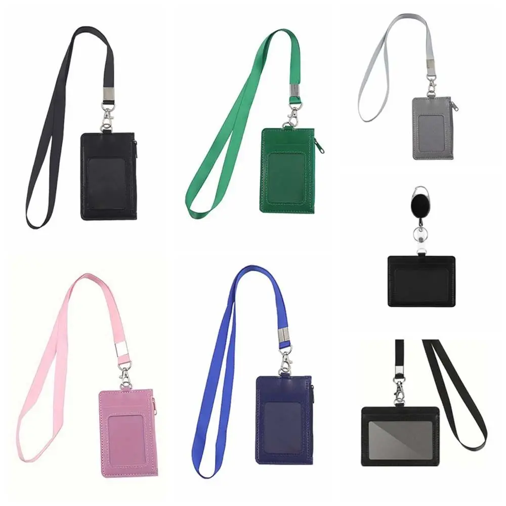 Lanyard ID Card Holder School Business Office Supplies ID Holders with Neck Strap Badge Holders Wallet Zipper Coin Purses