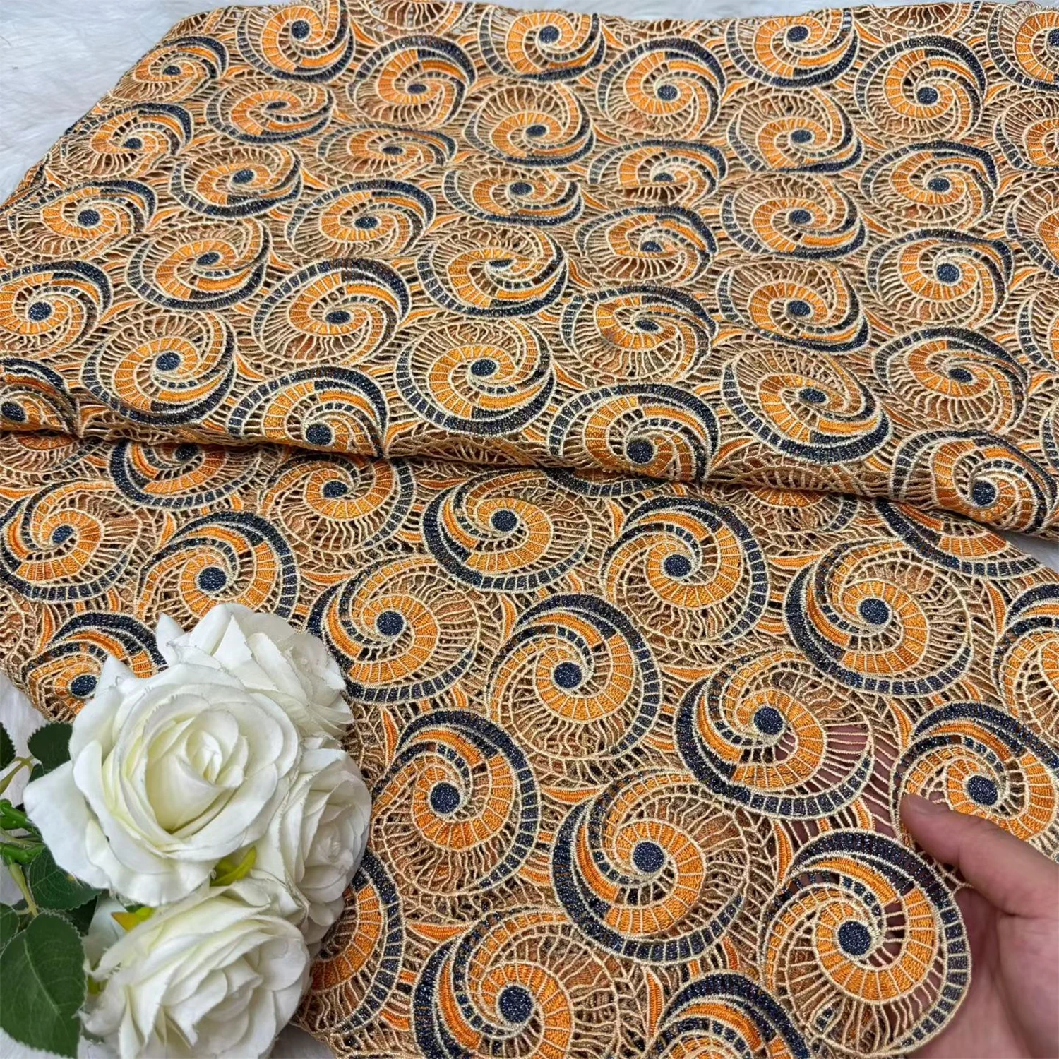 

Multicolor Cord Guipure Lace Fabric African Hollow Out Lace Fabric 2026 High Quality Nigerian Water Soluble Material For Dresses