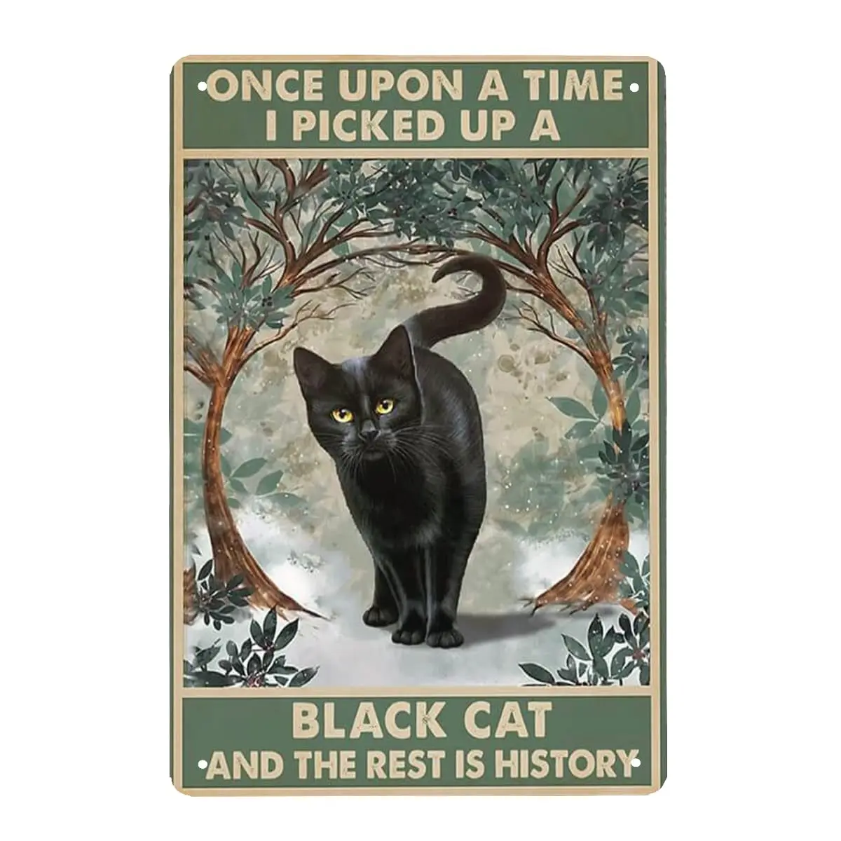 Grilses Vintage Metal Tin Sign Once Upon a Time I Picked Up a Black Cat and The Rest is History Retro Metal Tin Sign for Home Co