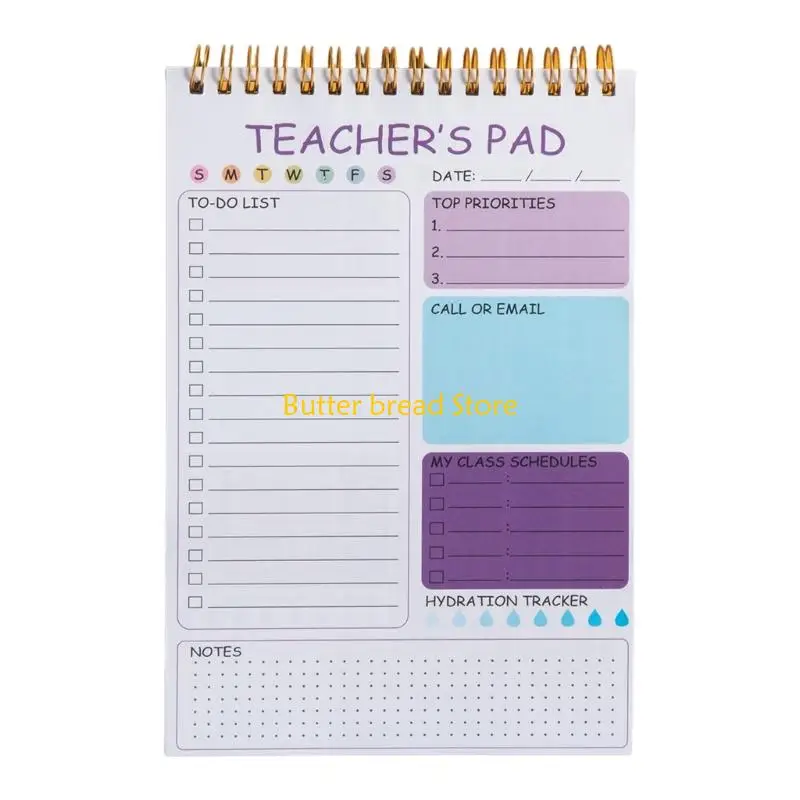 W89C Teacher Daily Planner Notebook 52 Sheets for Lesson Plans Schedules Organization